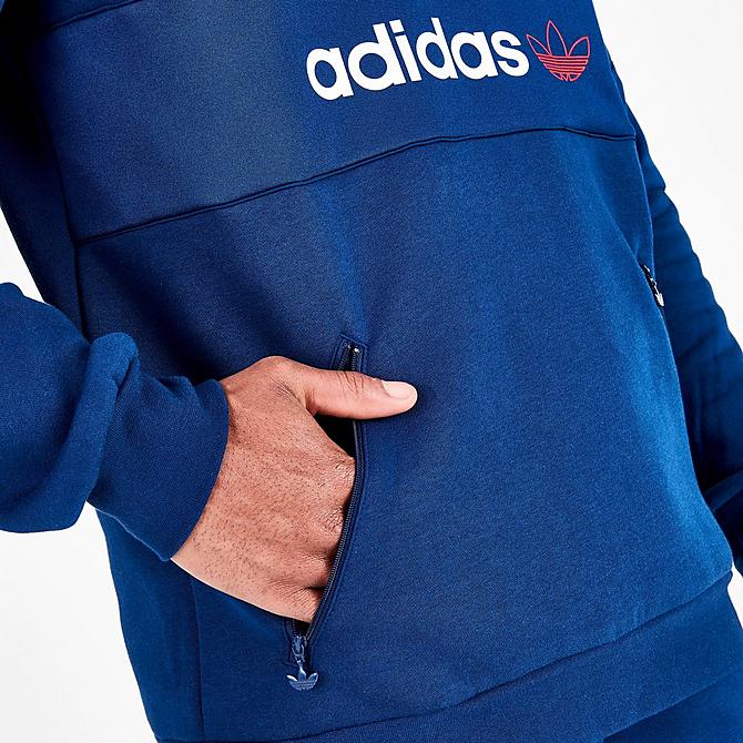 On Model 6 view of Men's adidas Originals ZX Pullover Hoodie in Mystery Blue Click to zoom