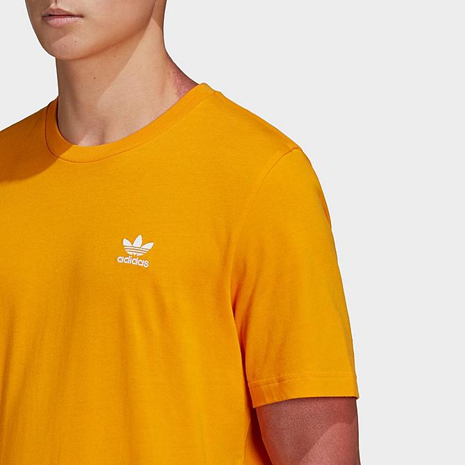 Back Right view of Men's adidas Originals Adicolor Loungewear Essentials T-Shirt in Bright Orange Click to zoom