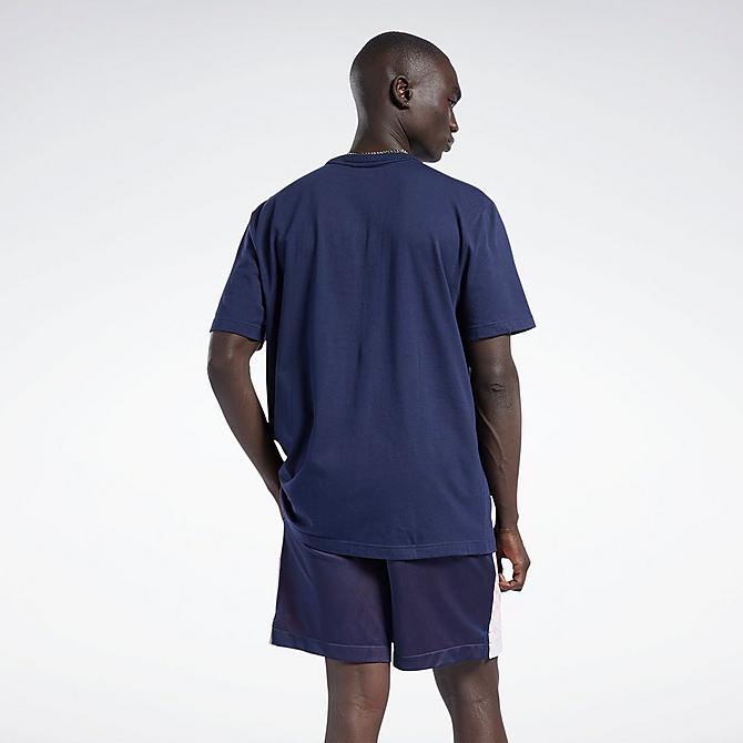 Back Left view of Men's Reebok Iverson Basketball I3 Graphic Print Short-Sleeve T-Shirt in Vector Navy Click to zoom