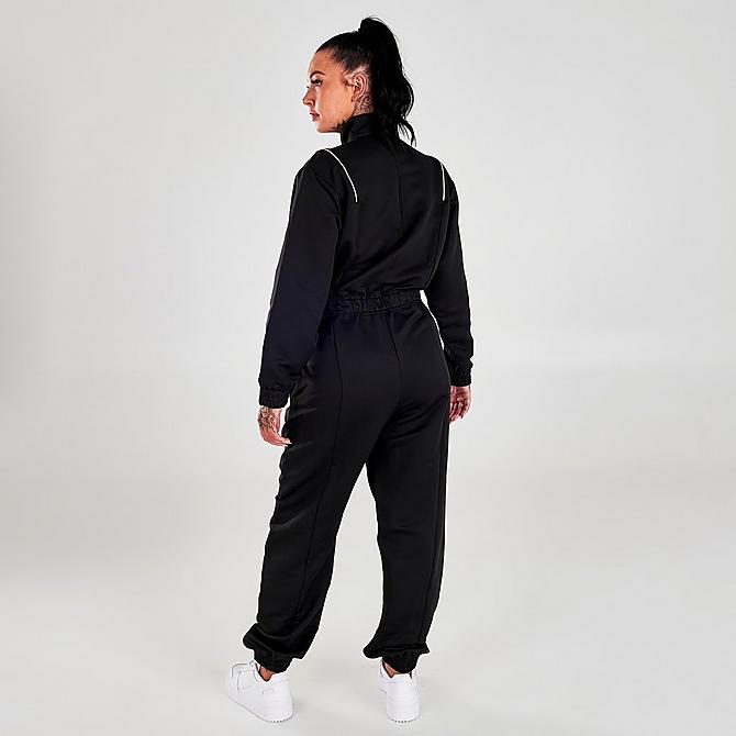 Front Three Quarter view of Women's adidas Originals Metallic Trefoil Jumpsuit in Black Click to zoom