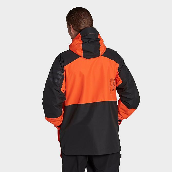 Front Three Quarter view of Men's adidas TERREX Xploric RAIN.RDY City Jacket in Semi Impact Orange/Black Click to zoom