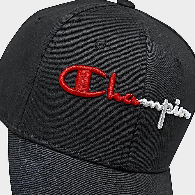 Left view of Champion Classic Twill Adjustable Hat in Black Click to zoom