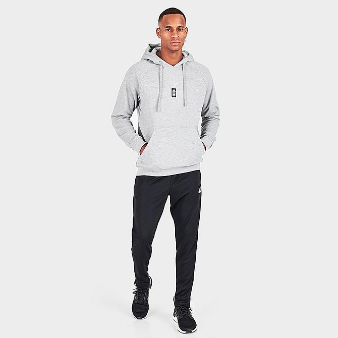 [angle] view of Men's adidas Austin FC Travel Pullover Hoodie in Medium Grey Click to zoom