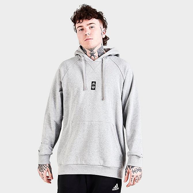 [angle] view of Men's adidas FC Dallas Travel Pullover Hoodie in Medium Grey Heather Click to zoom