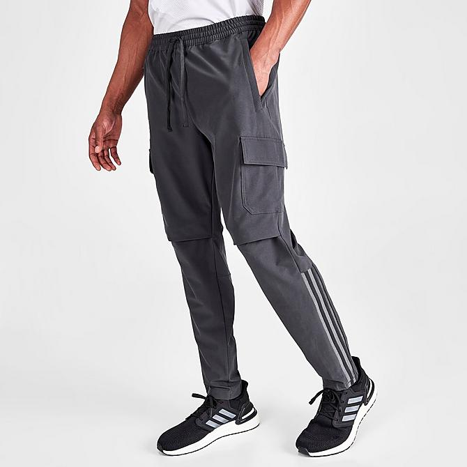 [angle] view of Men's adidas Columbus Crew SC Soccer Travel Pants in Utility Black Click to zoom
