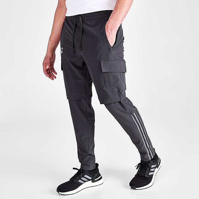 [angle] view of Men's adidas FC Dallas Soccer Travel Pants in Utility Black Click to zoom