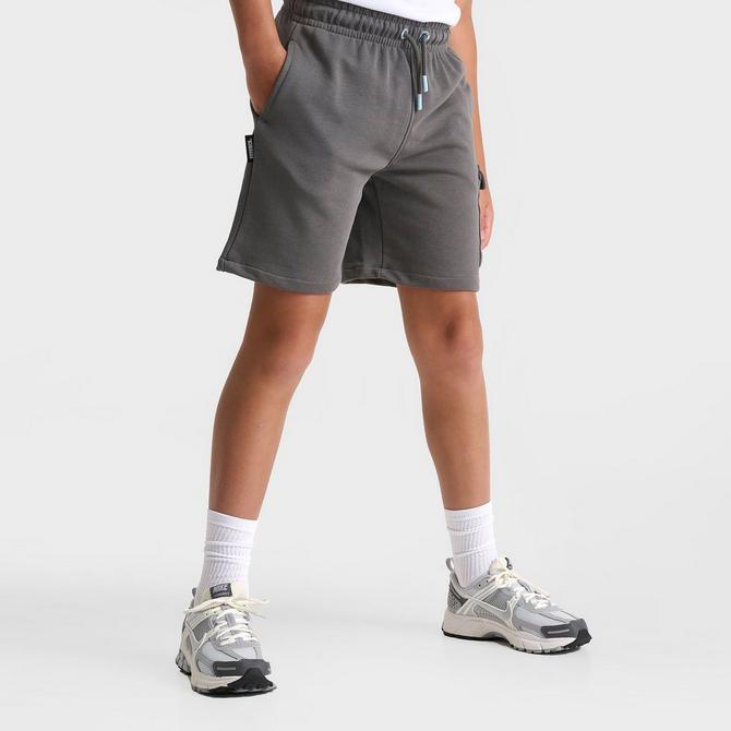 [angle] view of Kids' Hoodrich Splatter Cargo Shorts in Lava Smoke/Clear Sky Click to zoom