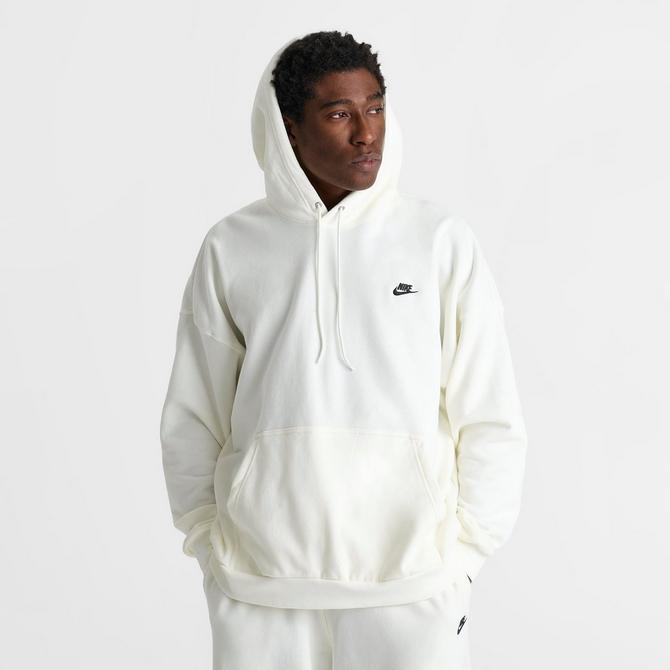 [angle] view of Men's Nike Club Fleece Oversized French Terry Pullover Hoodie in Sail/Sail/Black Click to zoom