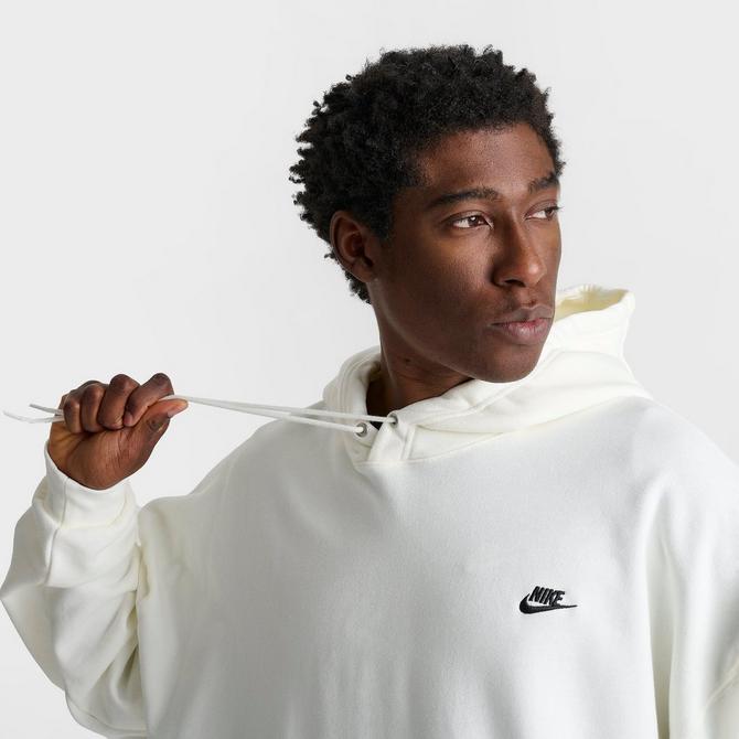[angle] view of Men's Nike Club Fleece Oversized French Terry Pullover Hoodie in Sail/Sail/Black Click to zoom