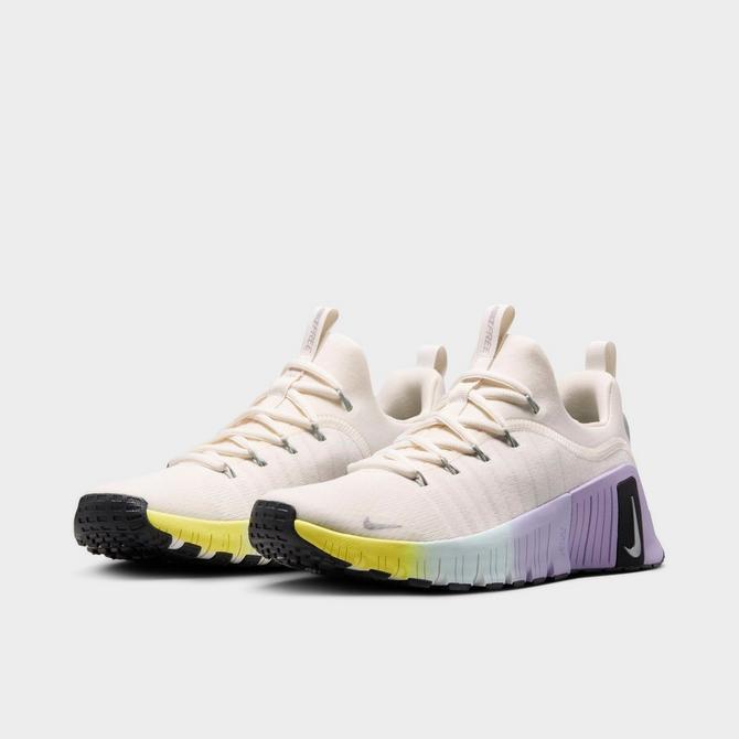 Three Quarter view of Women’s Nike Free Metcon 6 SE Training Shoes in Phantom/Metallic Silver/Black/Hydrangeas Click to zoom