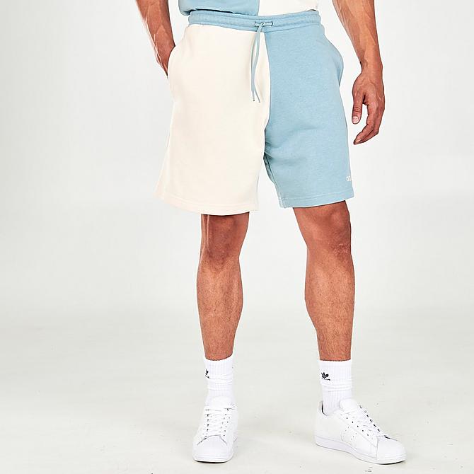 Back Left view of Men's adidas Originals Color Split Shorts in Magic Grey/Wonder White Click to zoom