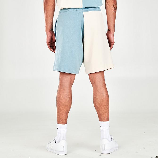 Back Right view of Men's adidas Originals Color Split Shorts in Magic Grey/Wonder White Click to zoom