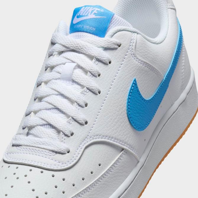 Front view of Men's Nike Court Vision Low Casual Shoes in White/Gum Yellow/University Blue Click to zoom
