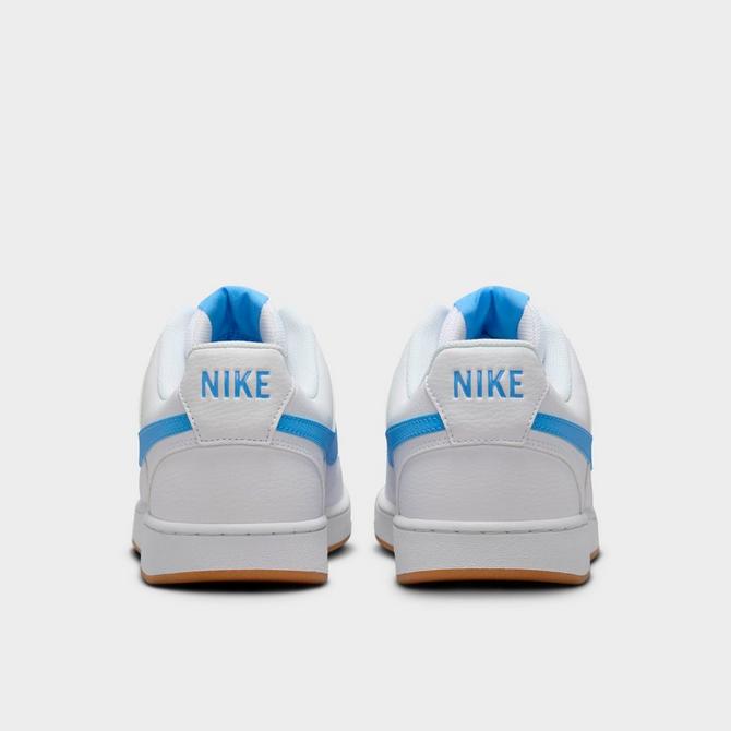 Left view of Men's Nike Court Vision Low Casual Shoes in White/Gum Yellow/University Blue Click to zoom