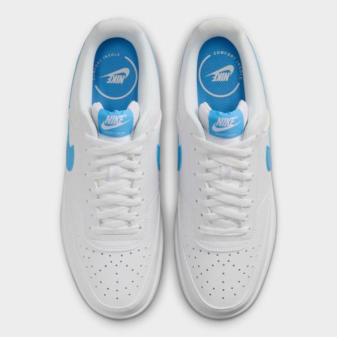 Back view of Men's Nike Court Vision Low Casual Shoes in White/Gum Yellow/University Blue Click to zoom