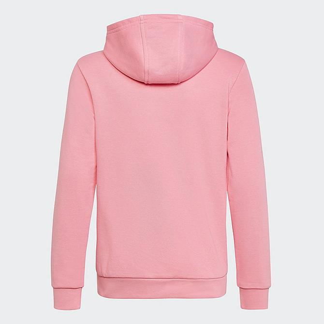 Front Three Quarter view of Kids' adidas Originals Trefoil Hoodie in Bliss Pink Click to zoom