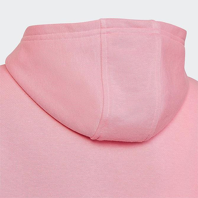 Back Right view of Kids' adidas Originals Trefoil Hoodie in Bliss Pink Click to zoom