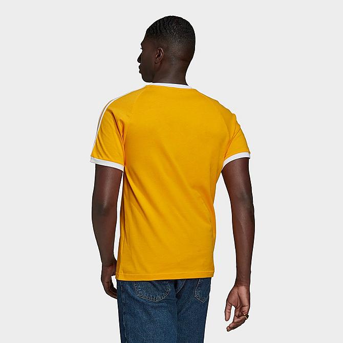 Front Three Quarter view of Men's adidas Originals Adicolor 3-Stripes T-Shirt in Collegiate Gold Click to zoom