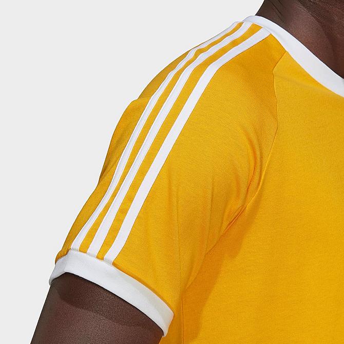 On Model 5 view of Men's adidas Originals Adicolor 3-Stripes T-Shirt in Collegiate Gold Click to zoom