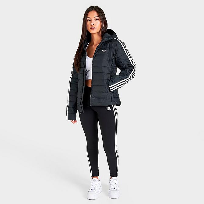 Front Three Quarter view of Women's adidas Originals Puffer Jacket in Black Click to zoom