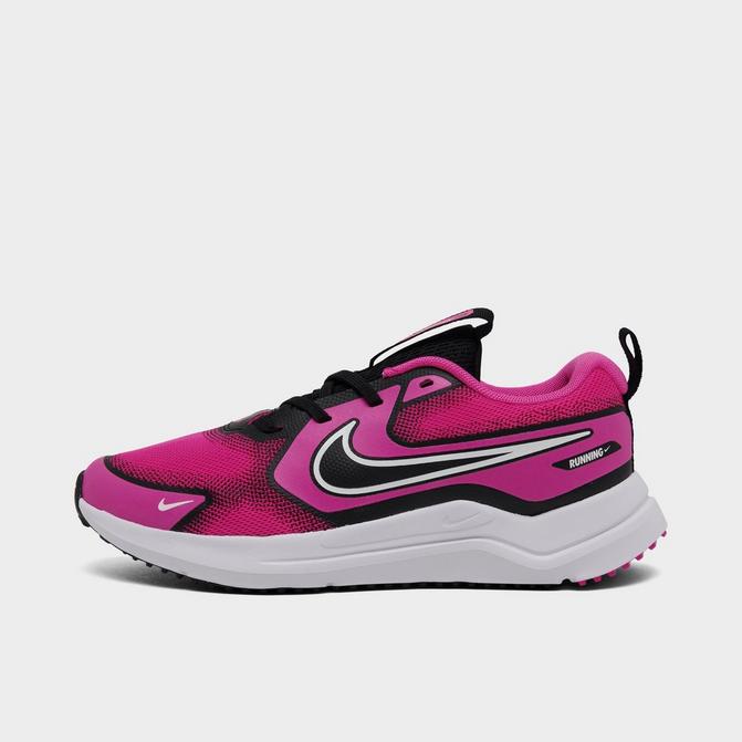 Right view of Girls' Little Kids' Nike Cosmic Runner Casual Shoes in Laser Fuchsia/White/Black Click to zoom