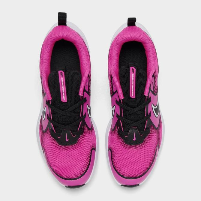 Back view of Girls' Little Kids' Nike Cosmic Runner Casual Shoes in Laser Fuchsia/White/Black Click to zoom