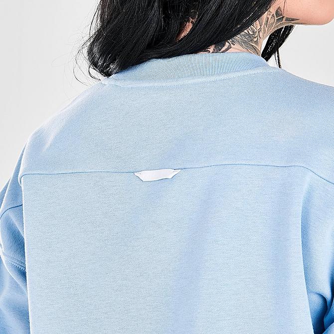On Model 6 view of Women's adidas Originals Triple Logo Crewneck Sweatshirt in Ambient Sky Click to zoom