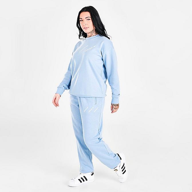 Front view of Women's adidas Originals Triple Logo Track Pants in Ambient Sky Click to zoom