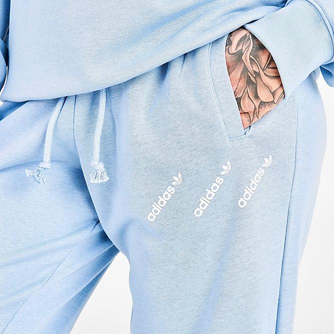 On Model 5 view of Women's adidas Originals Triple Logo Track Pants in Ambient Sky Click to zoom