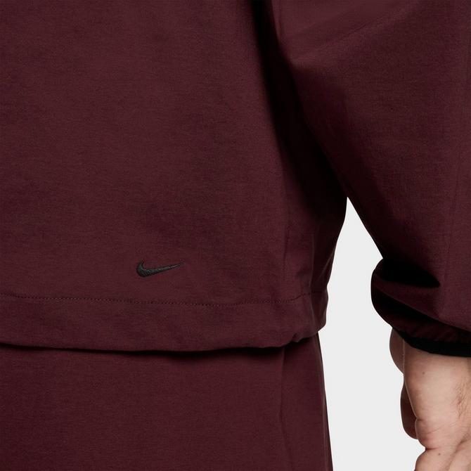 [angle] view of Men's Nike Tech Windrunner Woven Full-Zip Jacket in Burgundy Crush/Burgundy Crush/Black Click to zoom
