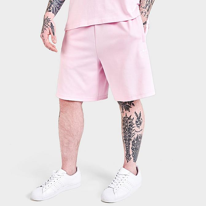 Front view of Men's adidas Essentials SST 3-Stripes Shorts in Clear Pink Click to zoom