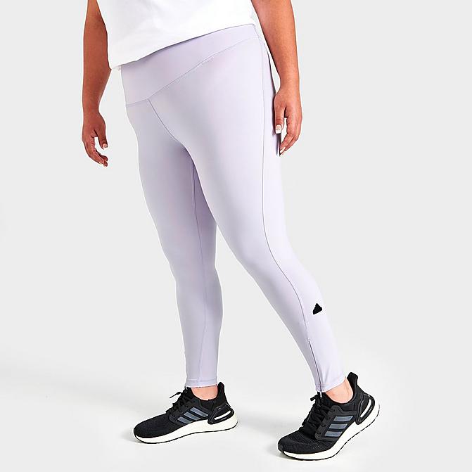 Front view of Women's adidas Sportswear Cropped Tights (Plus Size) in Silver Dawn Click to zoom