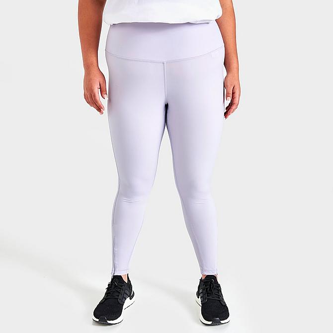 Back Left view of Women's adidas Sportswear Cropped Tights (Plus Size) in Silver Dawn Click to zoom
