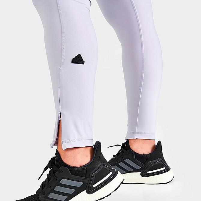 On Model 5 view of Women's adidas Sportswear Cropped Tights (Plus Size) in Silver Dawn Click to zoom