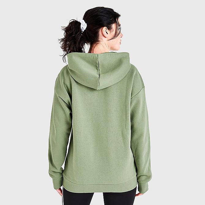 Back Right view of Women's adidas Originals Linear Boyfriend Hoodie in Tent Green Click to zoom