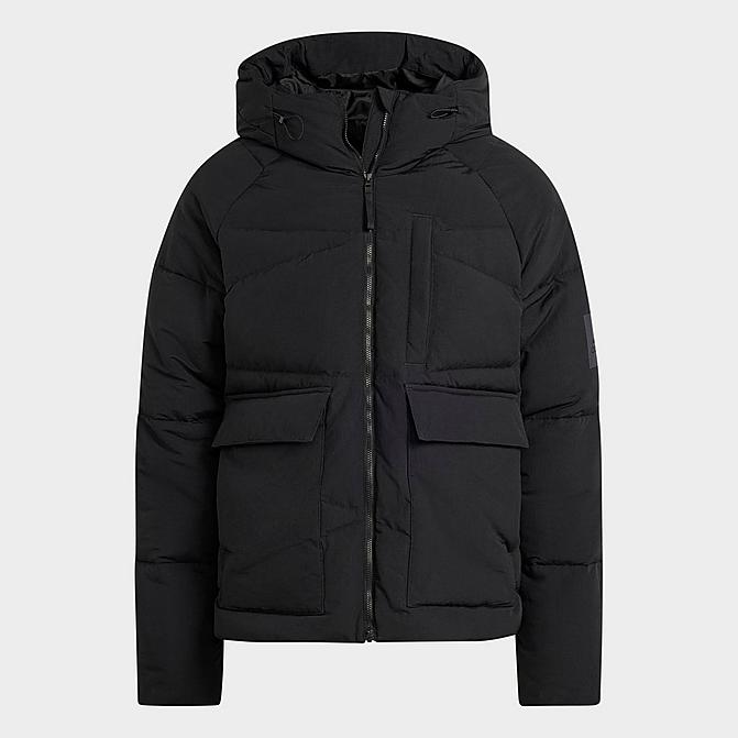 Front view of Men's adidas Sportswear Big Baffle Down Jacket in Black Click to zoom