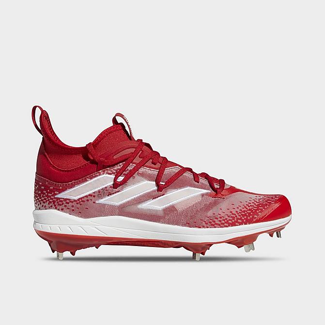 Right view of Men's adidas Adizero Afterburner NWV Baseball Cleats in Team Power Red/White/Vivid Red Click to zoom