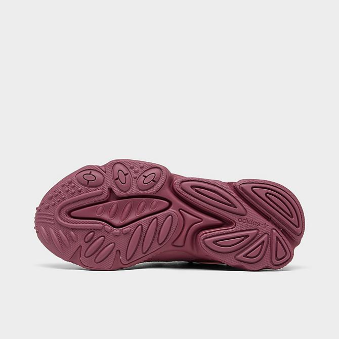 Bottom view of Girls' Big Kids' adidas Originals Ozweego Casual Shoes in Quiet Crimson/Gold Metallic/Quiet Crimson Click to zoom
