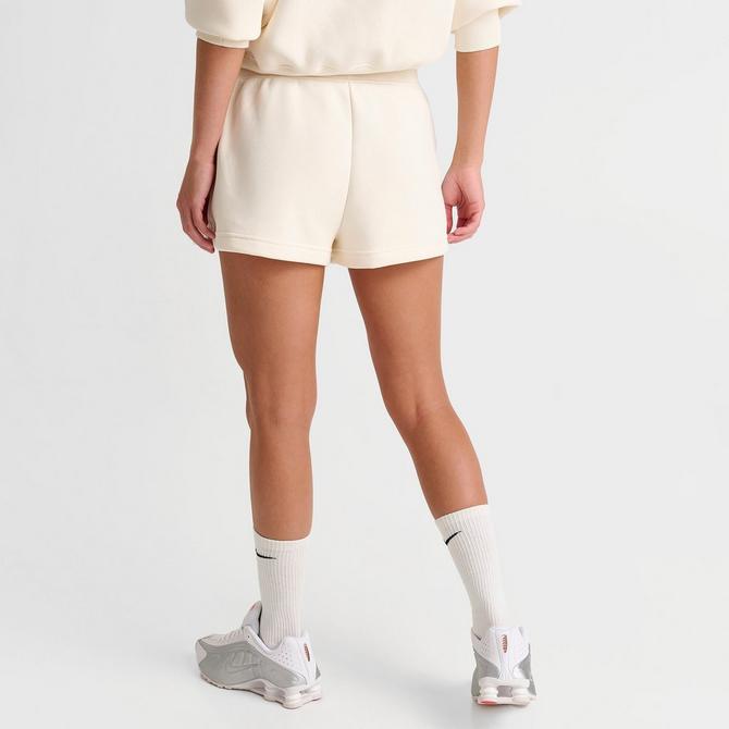 [angle] view of Women's NikeCourt Phoenix Fleece High-Waisted Loose Shorts in Pale Ivory Click to zoom