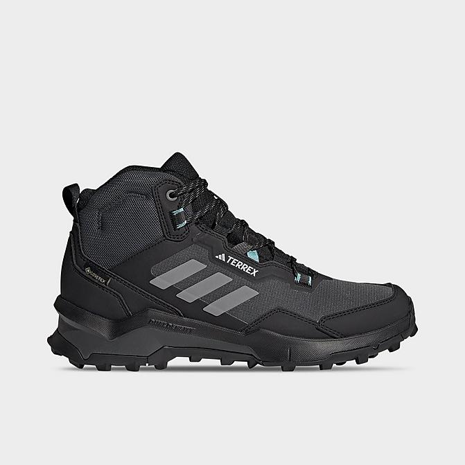 Right view of Women's adidas Terrex AX4 Mid GORE-TEX Hiking Shoes in Core Black/Grey Three/Mint Ton Click to zoom