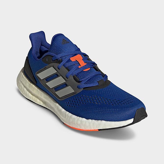Three Quarter view of Men's adidas Pureboost 22 Running Shoes in Team Royal Blue/Matte Silver/Black Click to zoom
