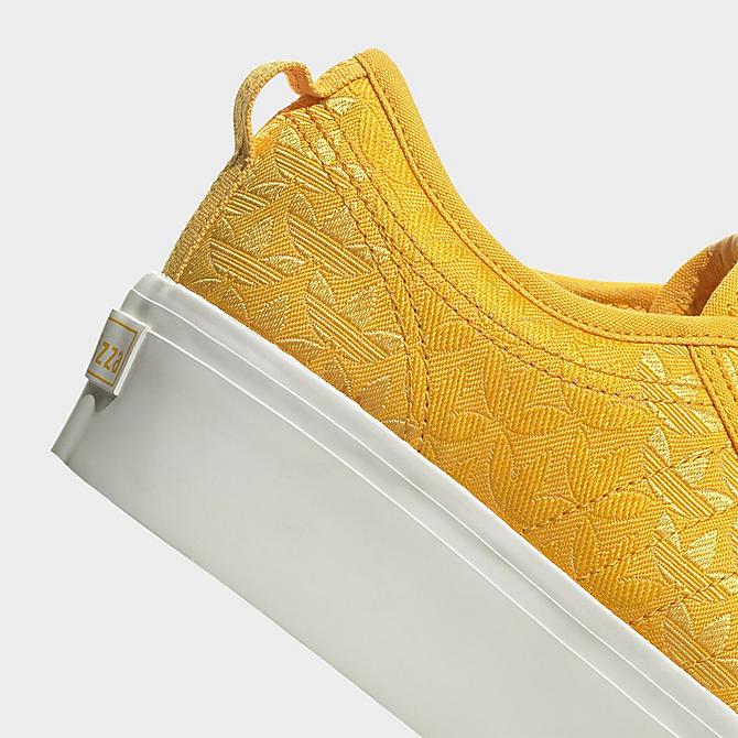 Front view of Women's adidas Originals Nizza Platform Casual Shoes in Bold Gold/Bold Gold/Off White Click to zoom