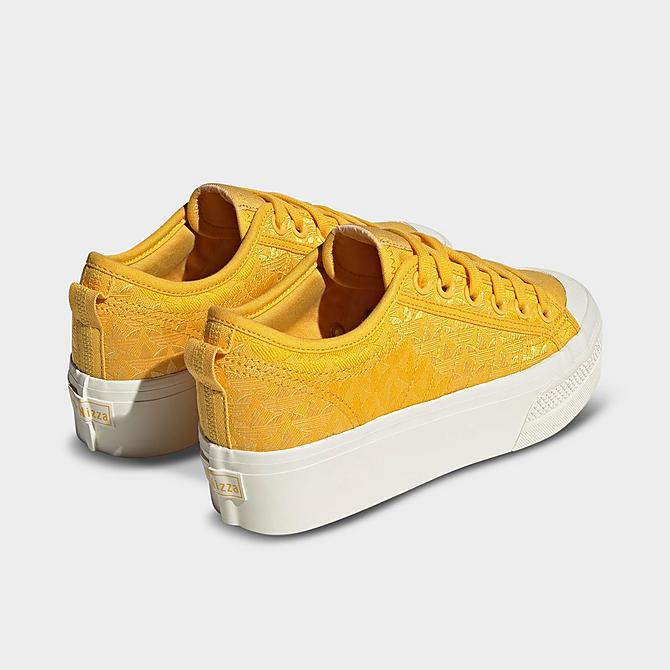 Left view of Women's adidas Originals Nizza Platform Casual Shoes in Bold Gold/Bold Gold/Off White Click to zoom