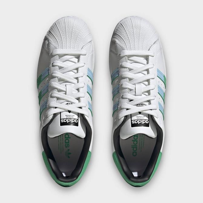 Adidas Superstar Shoes - Unisex - Cloud White / Semi Screaming Green / Blue Dawn - 13.5