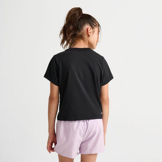 [angle] view of Girls' Nike Slim Bow Cropped T-Shirt in Black Click to zoom