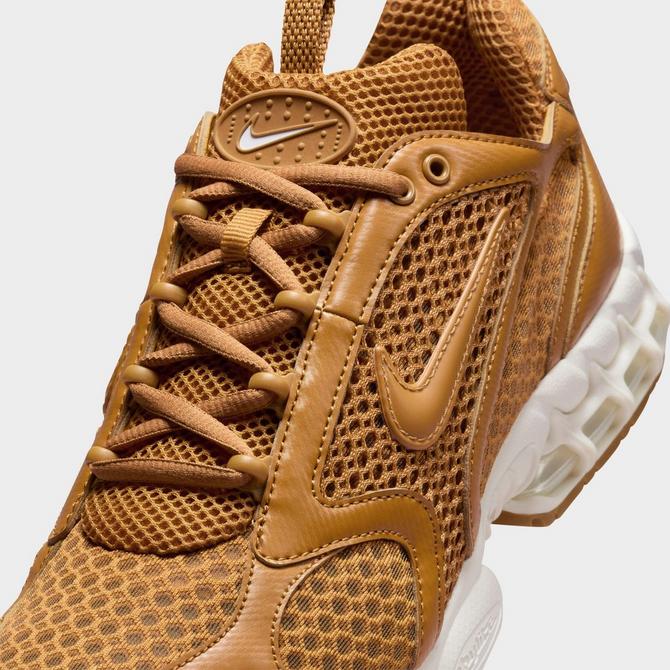 Front view of Men's Nike Air Zoom Spiridon Cage 2 Casual Shoes in Wheat/Sail/Gum Light Brown/Wheat Click to zoom
