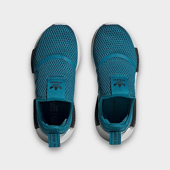 Back view of Little Kids' adidas Originals NMD 360 Recycled Casual Shoes in Teal/Teal/Black Click to zoom