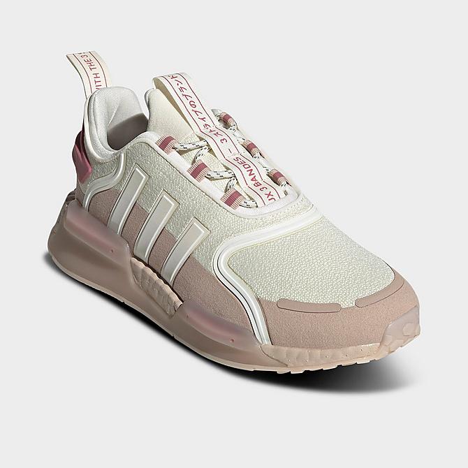 Three Quarter view of Women's adidas Originals NMD V3 Casual Shoes in Off White/Wonder Taupe/Pink Strata Click to zoom