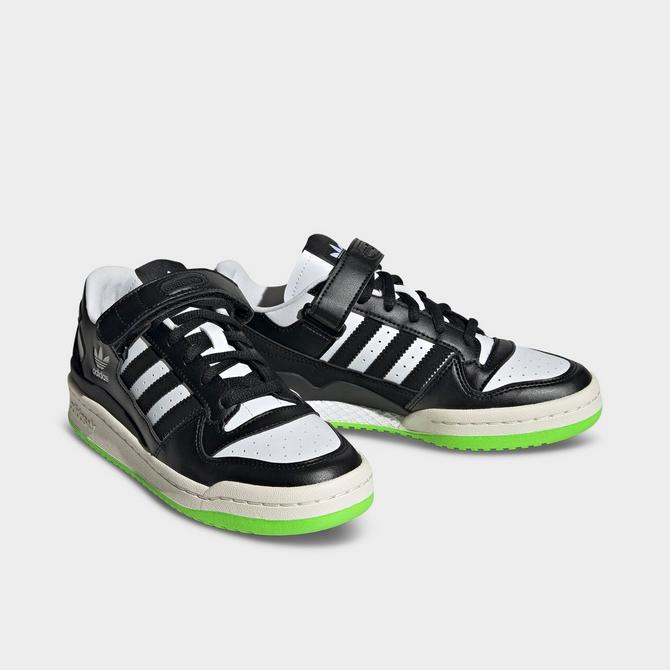 Three Quarter view of Women's adidas Originals Forum Low Casual Shoes in Black/Black/Off White Click to zoom