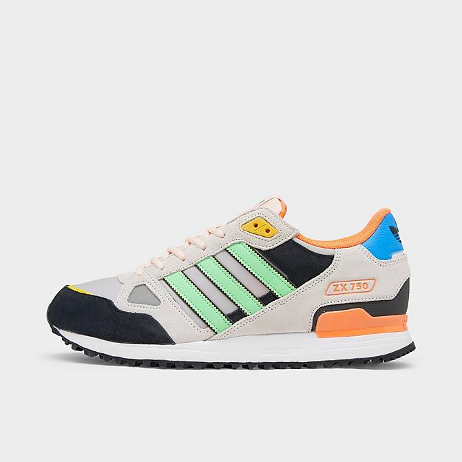 Right view of Men's adidas Originals ZX 750 Casual Shoes in White/Beam Green/Beam Orange Click to zoom
